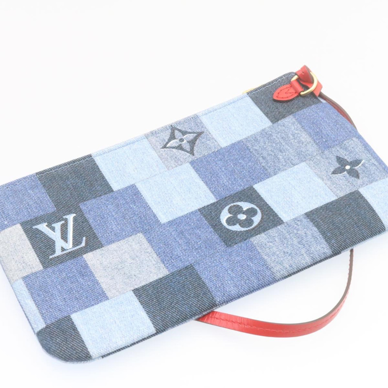 【日本直送】路易威登 Monogram 牛仔布 Neverfull 中型托特包藍色 M44981 LV 授權 22325S-21