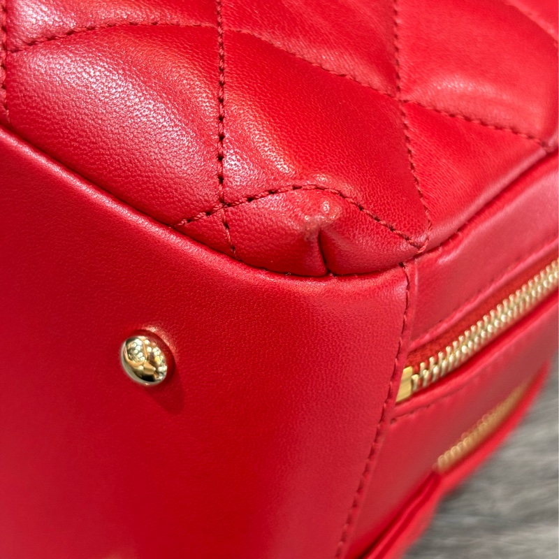 CHANEL TRENDY CC 櫻桃紅色羊皮 金鍊 相機包化妝箱肩背包斜背包手提包-8