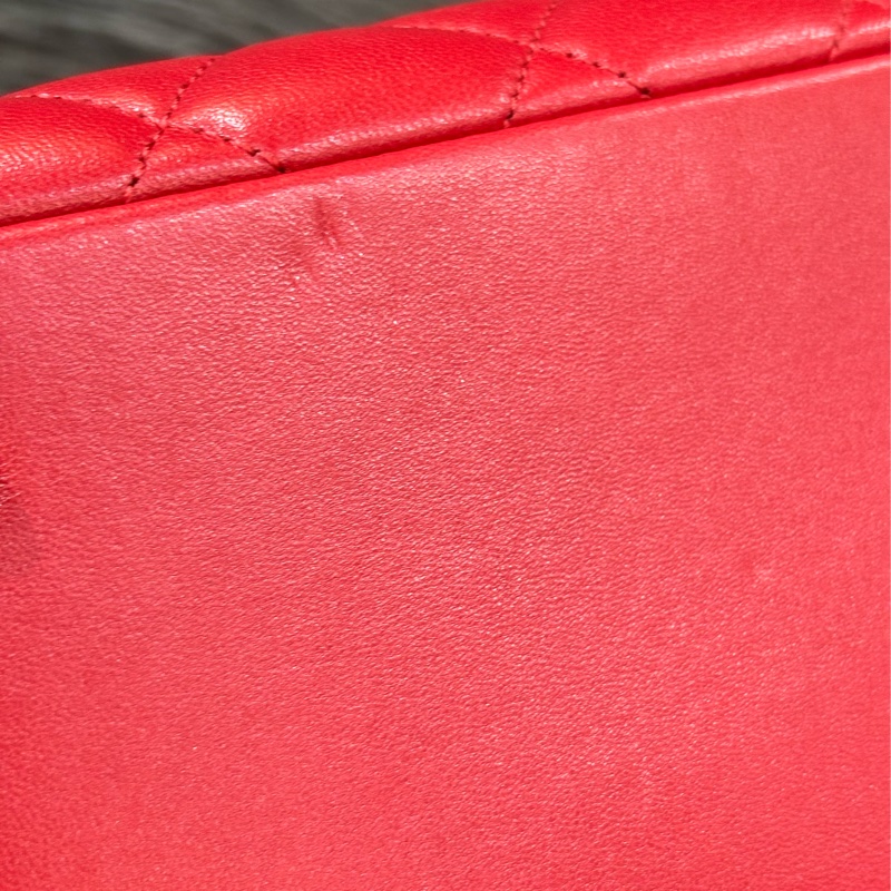 CHANEL TRENDY CC 櫻桃紅色羊皮 金鍊 相機包化妝箱肩背包斜背包手提包-11