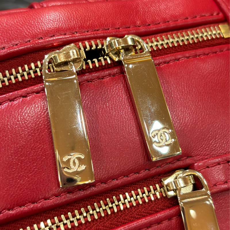 CHANEL TRENDY CC 櫻桃紅色羊皮 金鍊 相機包化妝箱肩背包斜背包手提包-20