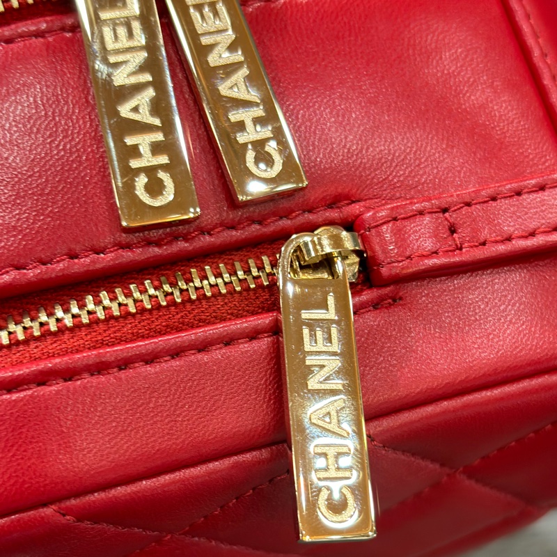 CHANEL TRENDY CC 櫻桃紅色羊皮 金鍊 相機包化妝箱肩背包斜背包手提包-22