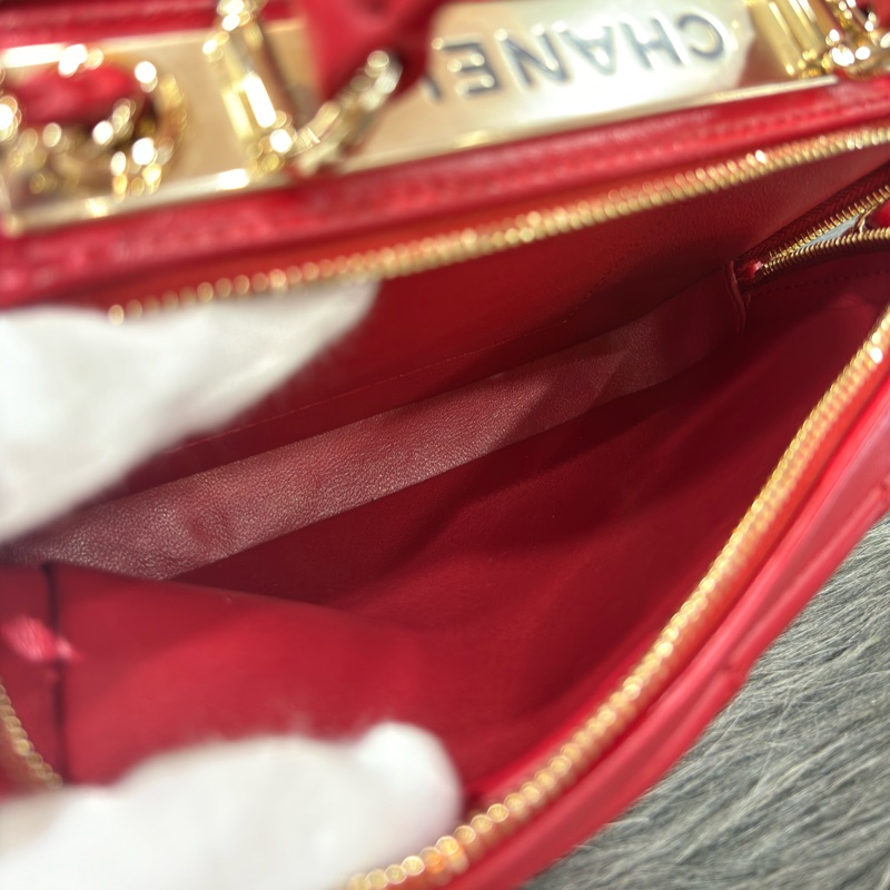 CHANEL TRENDY CC 櫻桃紅色羊皮 金鍊 相機包化妝箱肩背包斜背包手提包-27
