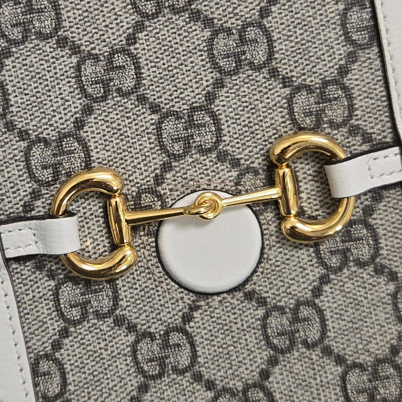 古馳 GUCCI 馬銜扣 1955 白色老花手機包-29