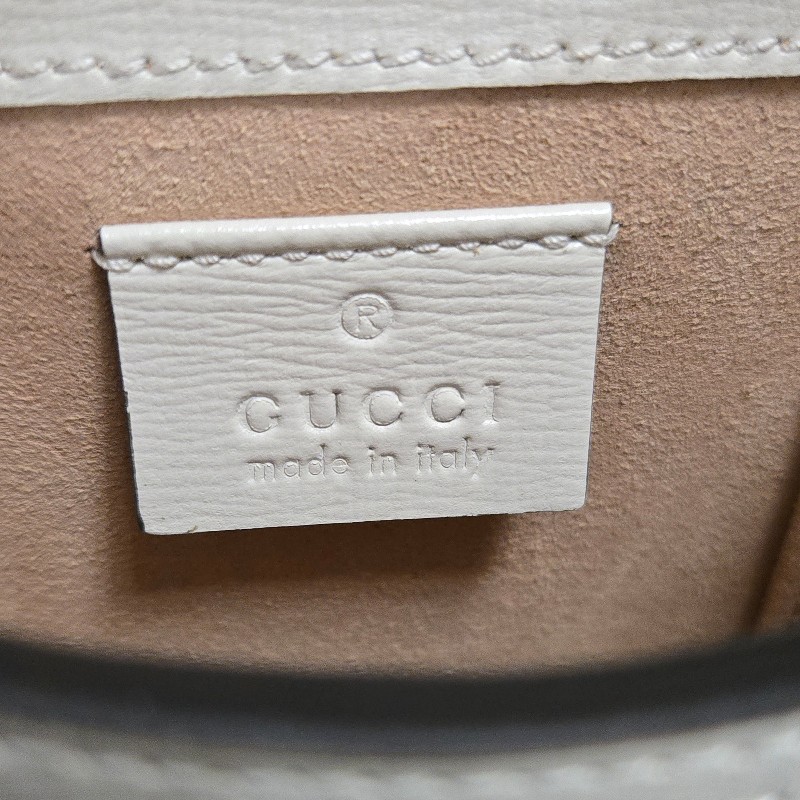 古馳 GUCCI 馬銜扣 1955 白色老花手機包-36