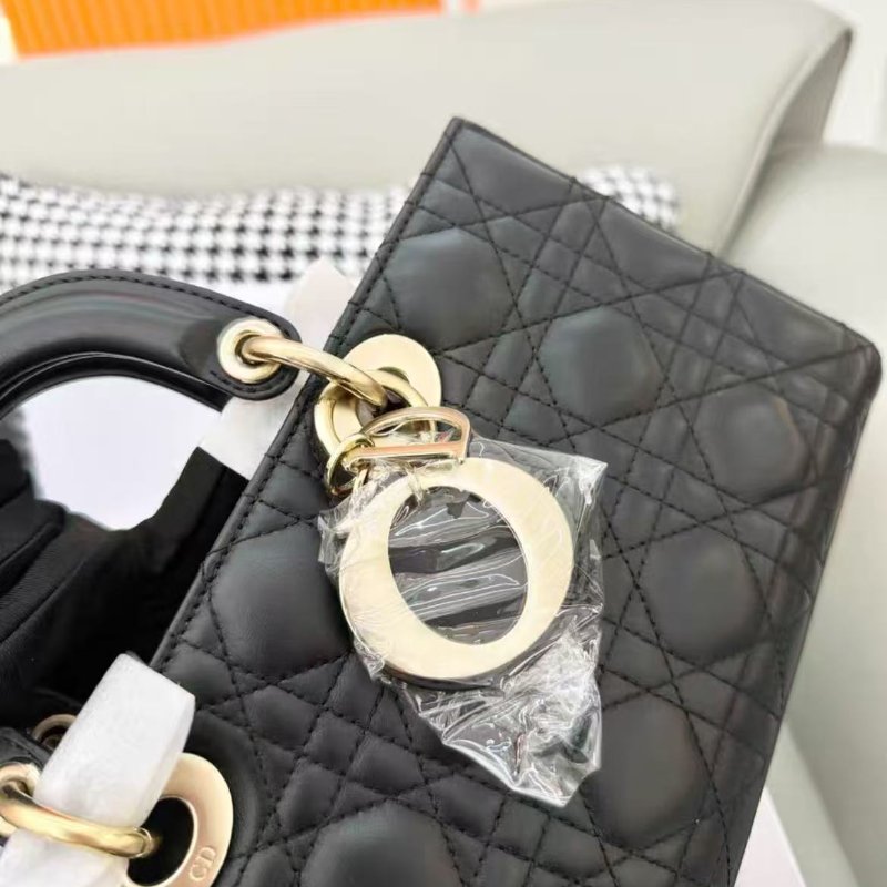 DIOR Lady D-JOY 橫版戴妃包 黑金配色 中號 haerin 全新可送禮 配件齊全-1