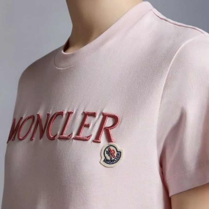 Moncler 全新Tshirt 粉電繡logo上衣S號-0