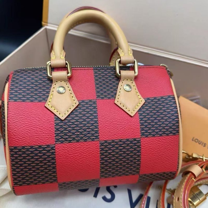 Lv speedy nano紅色棋盤格 全新 配件齊全-0