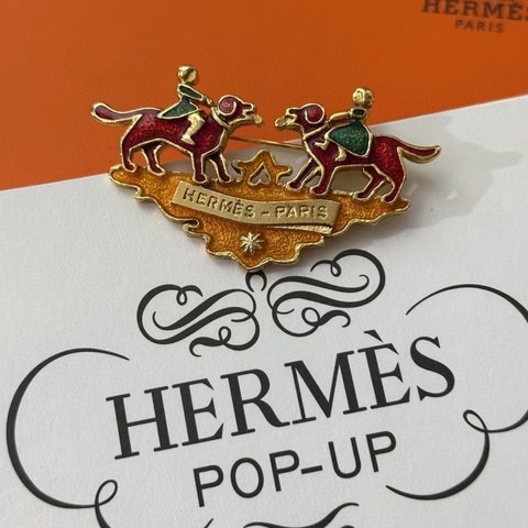 Hermès vintage 犬上少女胸針