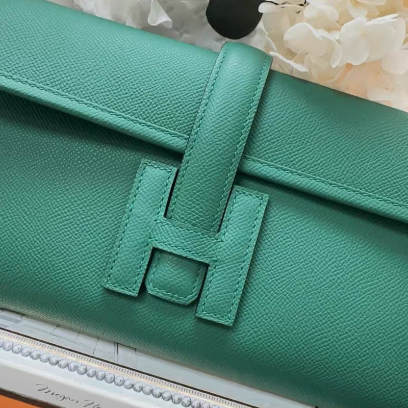 Hermers愛馬仕jige手包，手拿包，u4絲絨綠，29尺寸，c刻，epsom皮，基本全新，有塵袋-2