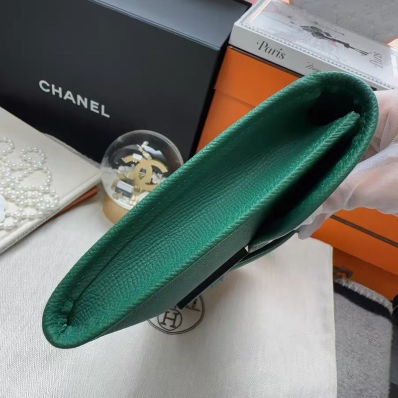 Hermers愛馬仕jige手包，手拿包，u4絲絨綠，29尺寸，c刻，epsom皮，基本全新，有塵袋-5