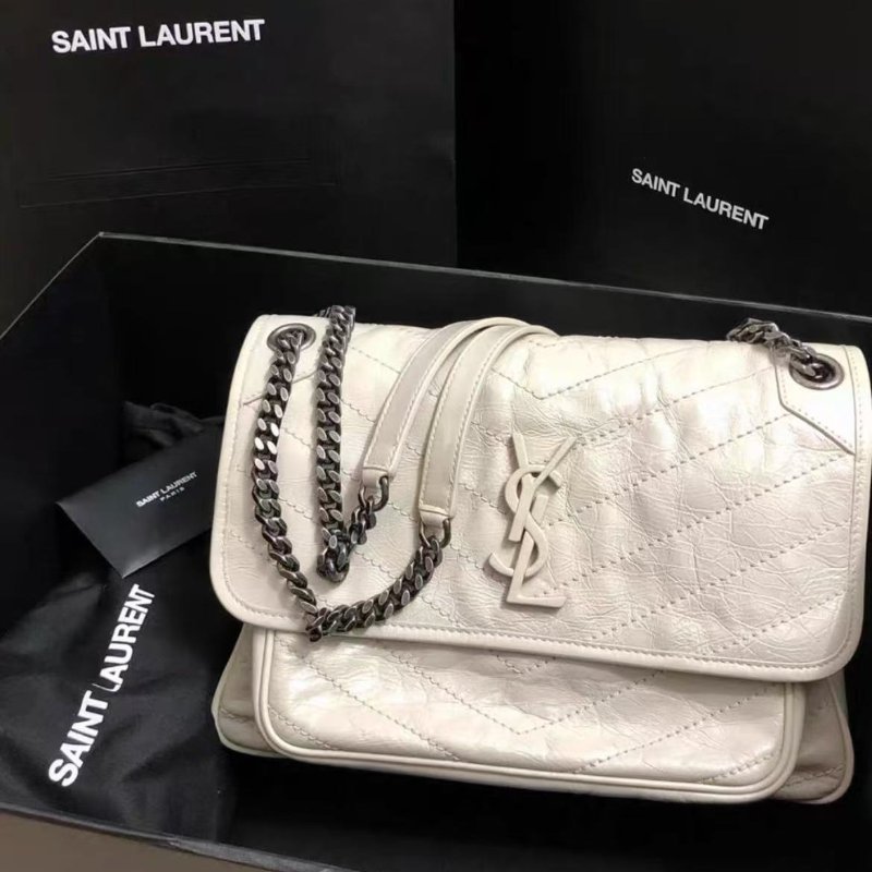 💎Ysl niki 奶白色中號 超耐看 全新配件齊全-0