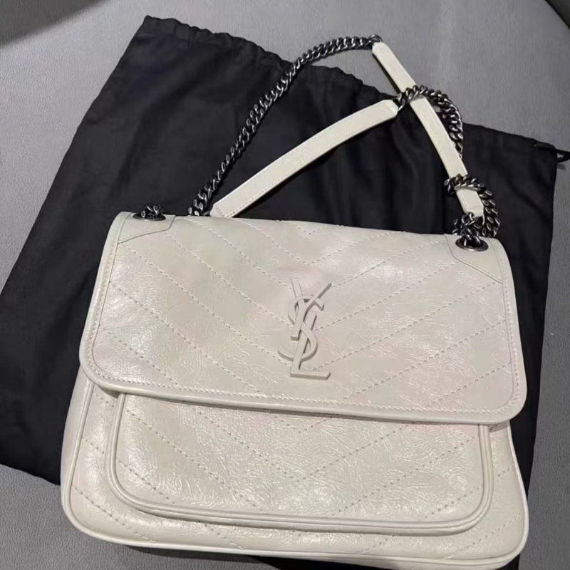 💎Ysl niki 奶白色中號 超耐看 全新配件齊全-2