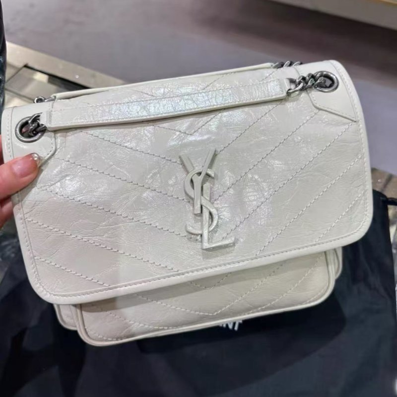 💎Ysl niki 奶白色中號 超耐看 全新配件齊全-4