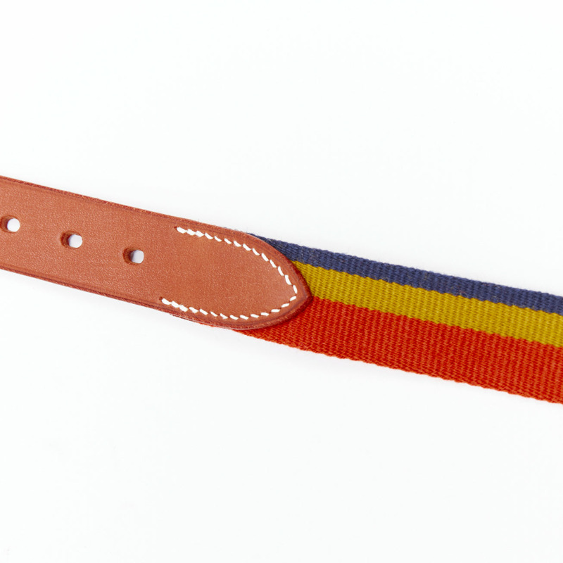 HERMES Rocabar III Dog Collar brown leather PHW logo rainbow-2