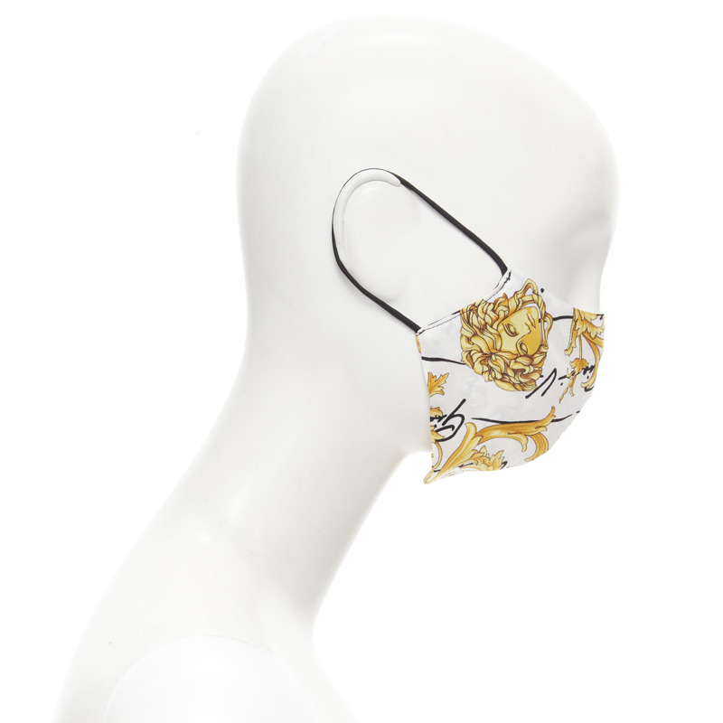 VERSACE Gianni Signature gold Medusa Baroque 100% silk face mask-2