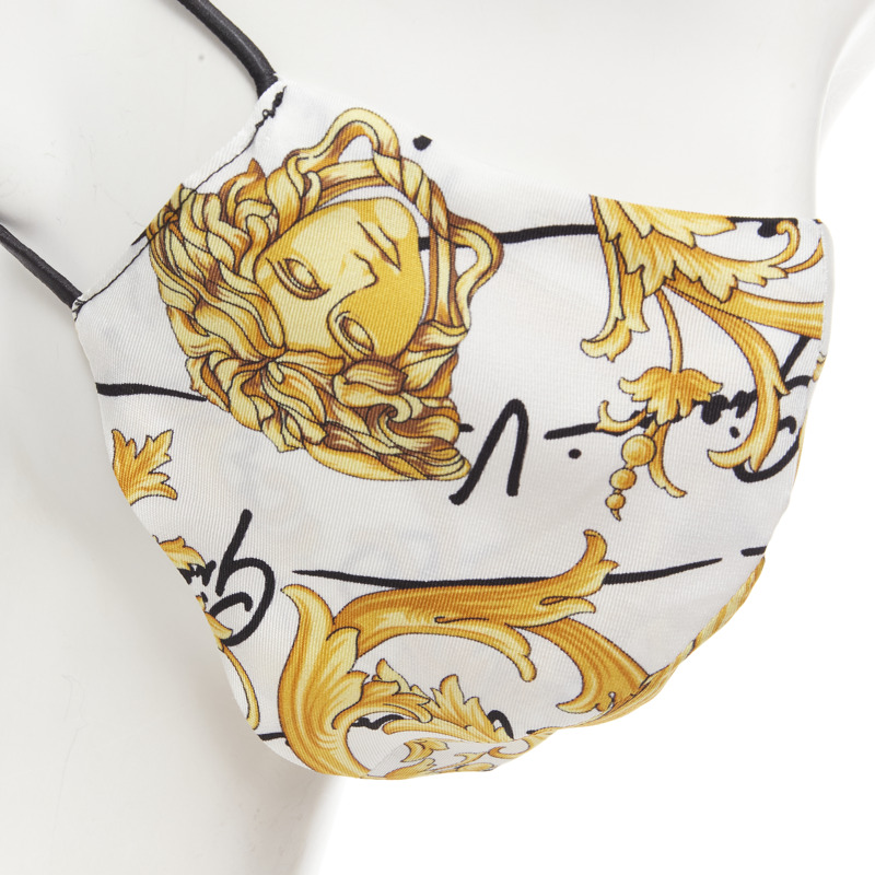 VERSACE Gianni Signature gold Medusa Baroque 100% silk face mask-4