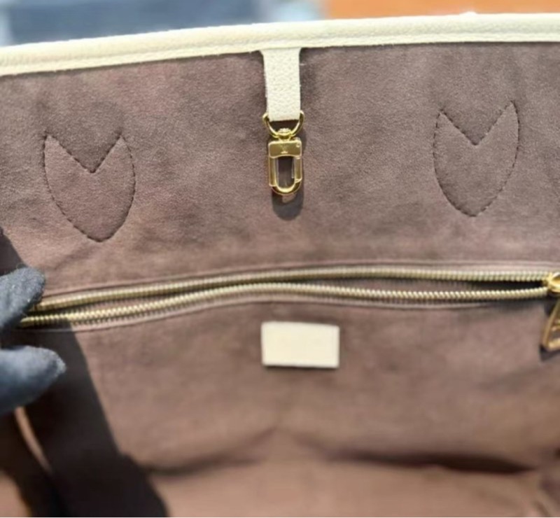 Lv neverfull 奶白色全皮壓紋 中號 全新 配件塵袋購證-7