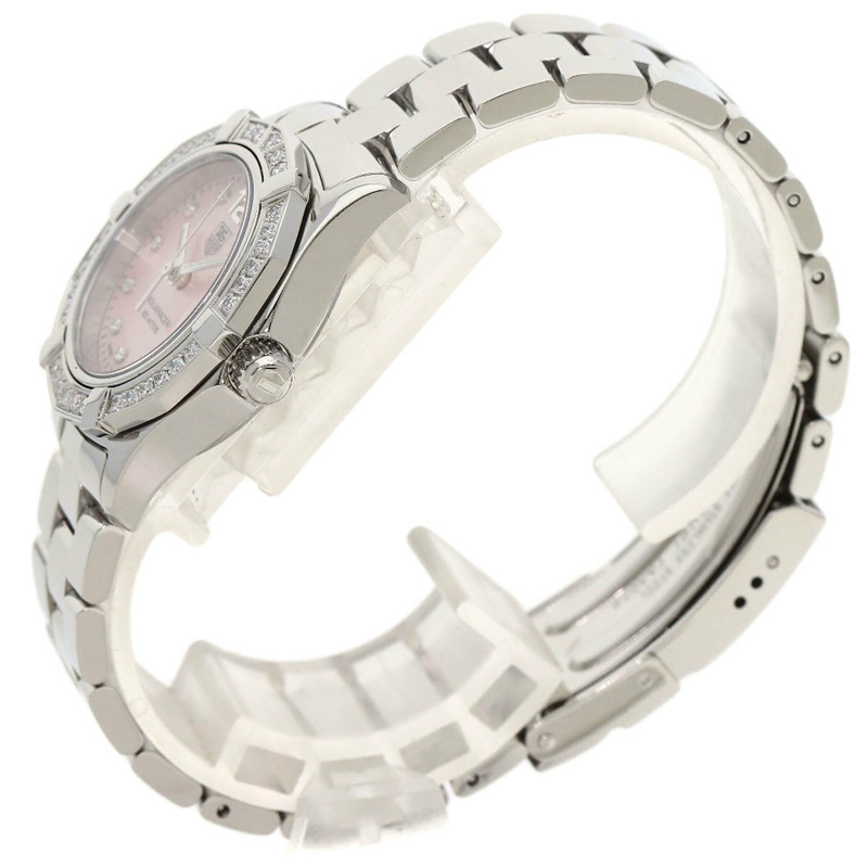 泰格豪雅 WAF141B Aquaracer 錶圈 10P 鑽石手錶 不鏽鋼 SS 女士腕錶 HEUER-1