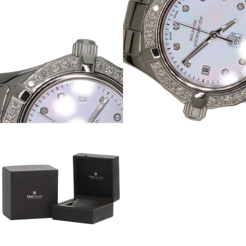 泰格豪雅 WAF141B Aquaracer 錶圈 10P 鑽石手錶 不鏽鋼 SS 女士腕錶 HEUER-9