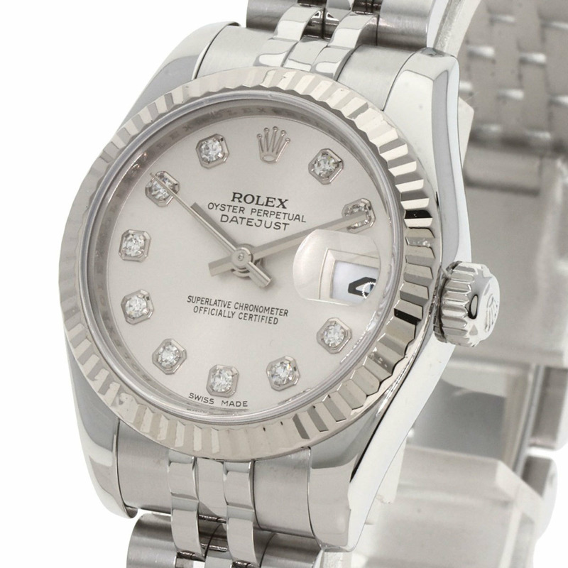 勞力士 179174G Datejust 10P 鑽石手錶 不鏽鋼 SS K18白金 女士腕錶 ROLEX-0