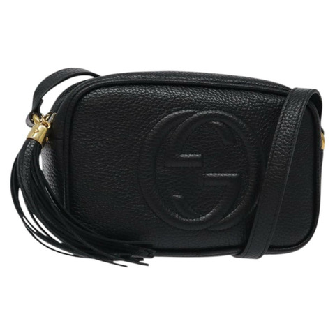 GUCCI 單肩包 皮革 黑金 347994 正品 PP584V