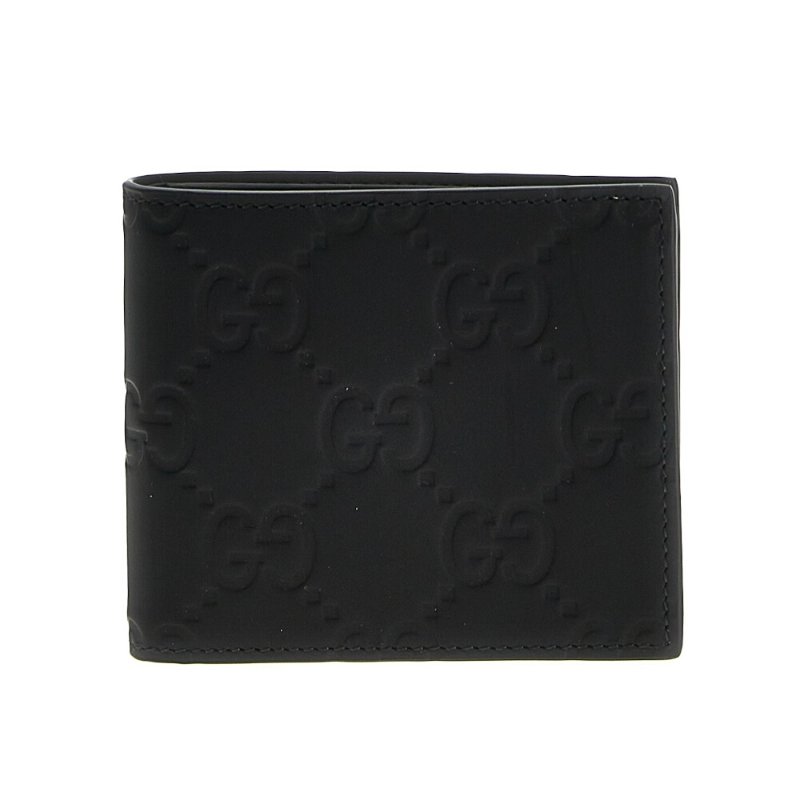 【GUCCI 古馳】Rubber Effect Bi-Fold 橡膠效果 雙折 皮革 卡夾 皮夾 短夾 黑色 771309-0