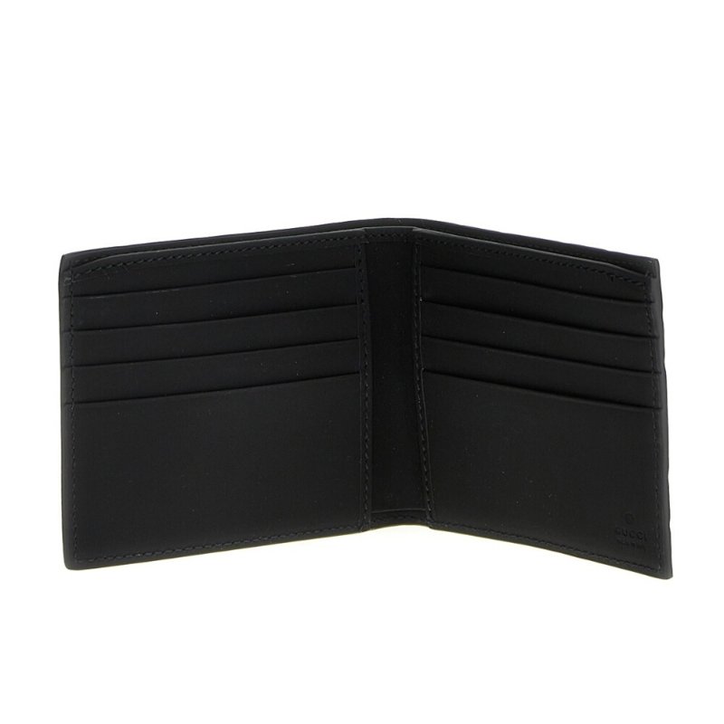 【GUCCI 古馳】Rubber Effect Bi-Fold 橡膠效果 雙折 皮革 卡夾 皮夾 短夾 黑色 771309-1