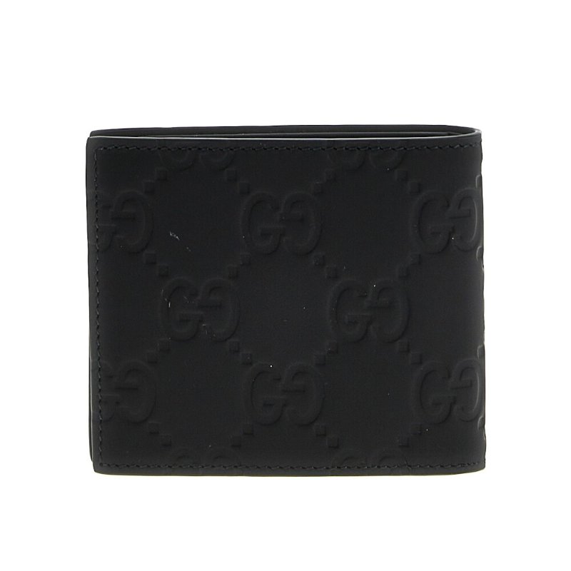 【GUCCI 古馳】Rubber Effect Bi-Fold 橡膠效果 雙折 皮革 卡夾 皮夾 短夾 黑色 771309-4