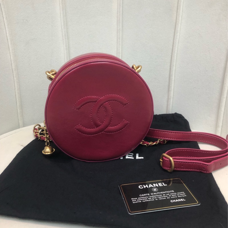 Chanel 桃紅 圓餅 星球 拉鍊XB430-0