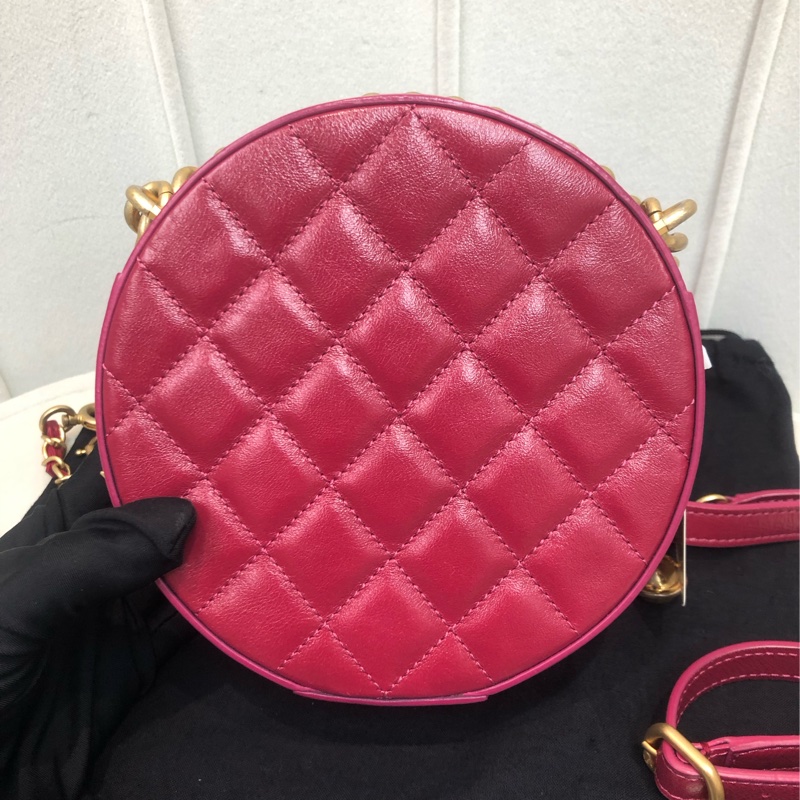 Chanel 桃紅 圓餅 星球 拉鍊XB430-4