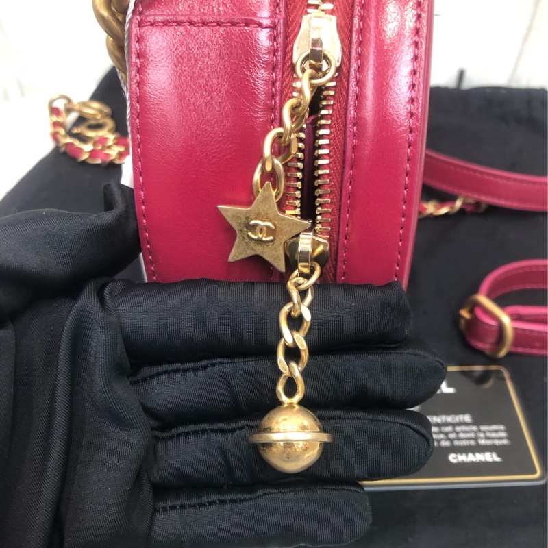 Chanel 桃紅 圓餅 星球 拉鍊XB430-10