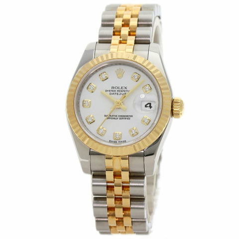勞力士 179173G Datejust 10P 鑽石手錶不銹鋼 SSxK18YG K18YG 女款 ROLEX
