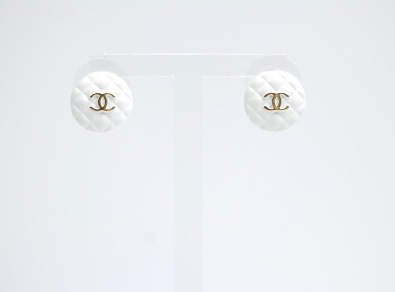 Chanel 19C樹脂白色圓形耳環-0