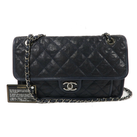CHANEL 牛皮皮革Chain Shoulder銀扣鏈帶肩背袋