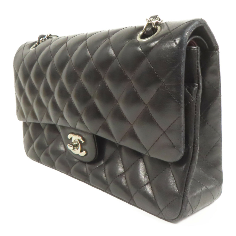 CHANEL 羊皮皮革Classic 25銀扣鏈帶肩背袋-2