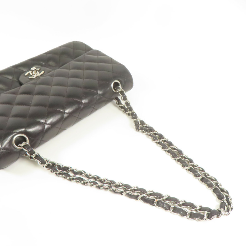 CHANEL 羊皮皮革Classic 25銀扣鏈帶肩背袋-10