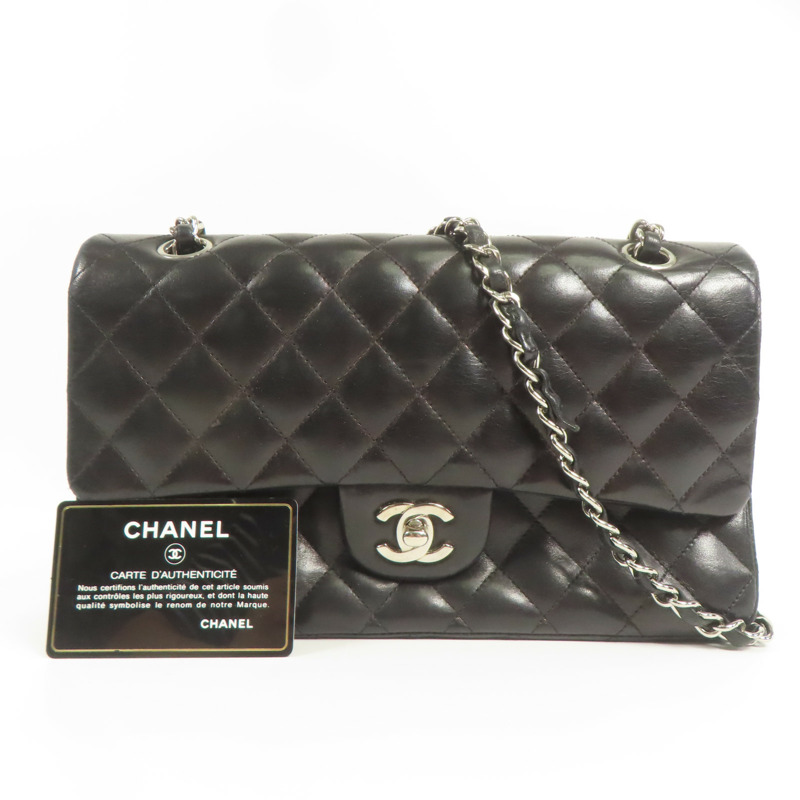 CHANEL 羊皮皮革Classic 25銀扣鏈帶肩背袋-11