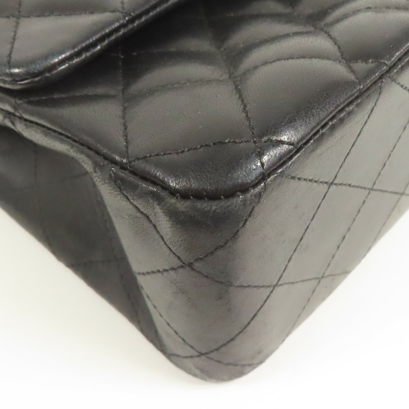 CHANEL 羊皮皮革Classic 25銀扣鏈帶肩背袋-12
