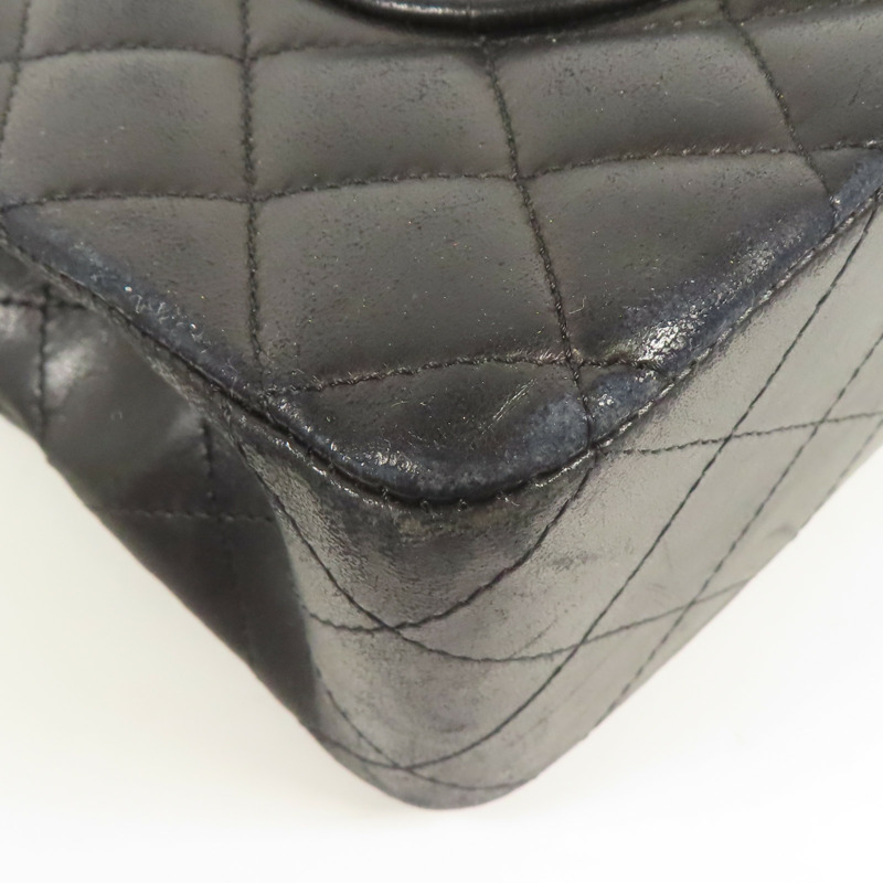 CHANEL 羊皮皮革Classic 25銀扣鏈帶肩背袋-14