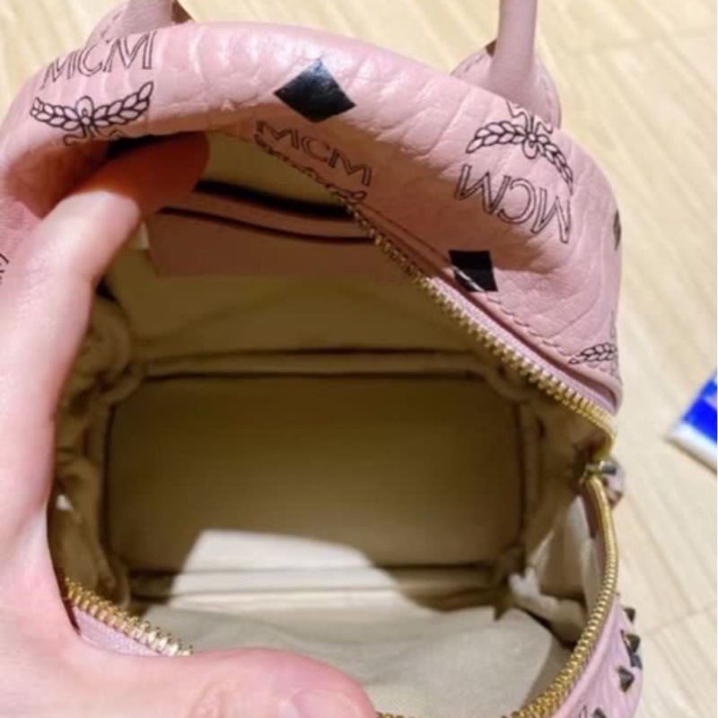 MCM mini櫻花粉後背包-10