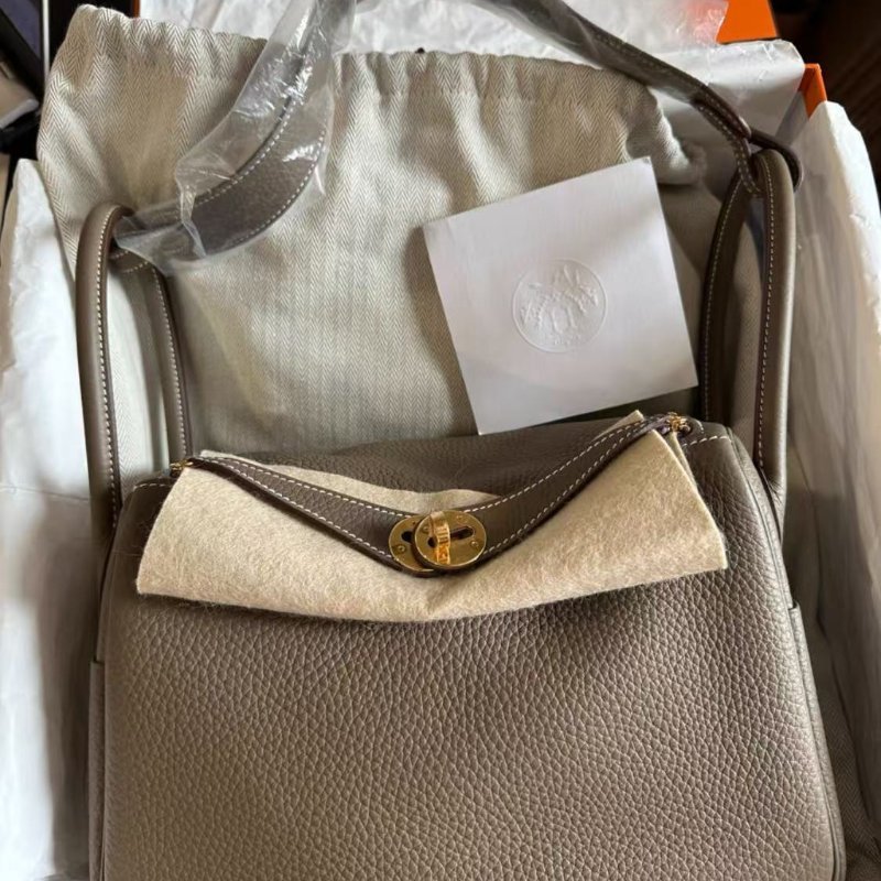 Hermes Lindy26大象灰金扣 全新全套-2