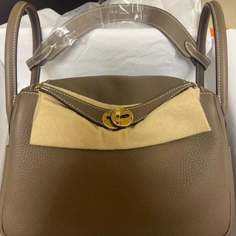 Hermes Lindy26大象灰金扣 全新全套-3