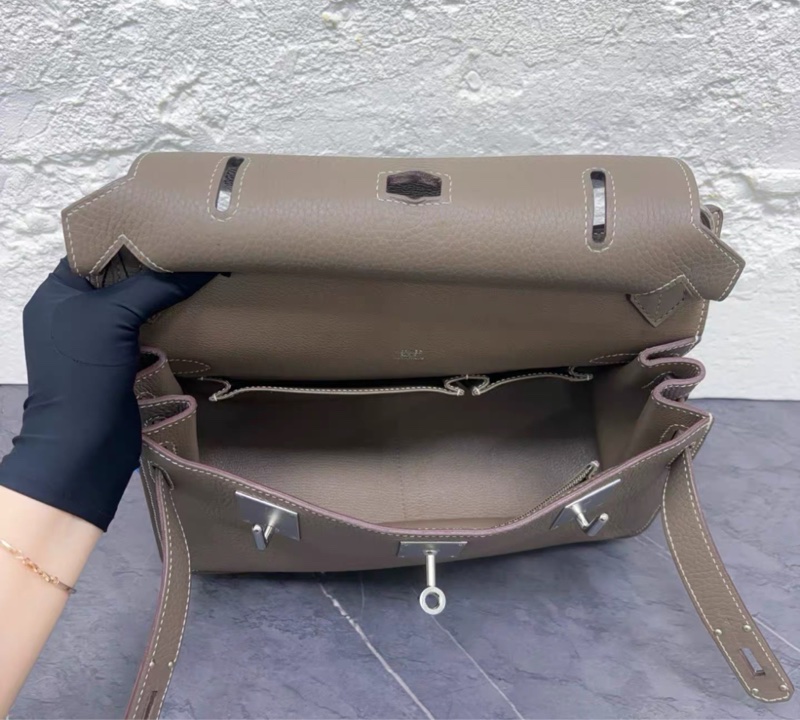 99新 Hermes愛馬仕 Jypsiere 吉普賽 31單肩包 大象灰銀扣-5