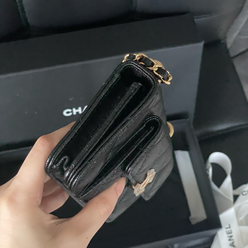 全新帶膜 大全配🈶️購證❤️ chanel #黑金 #荔枝皮 #woc #相機包-7