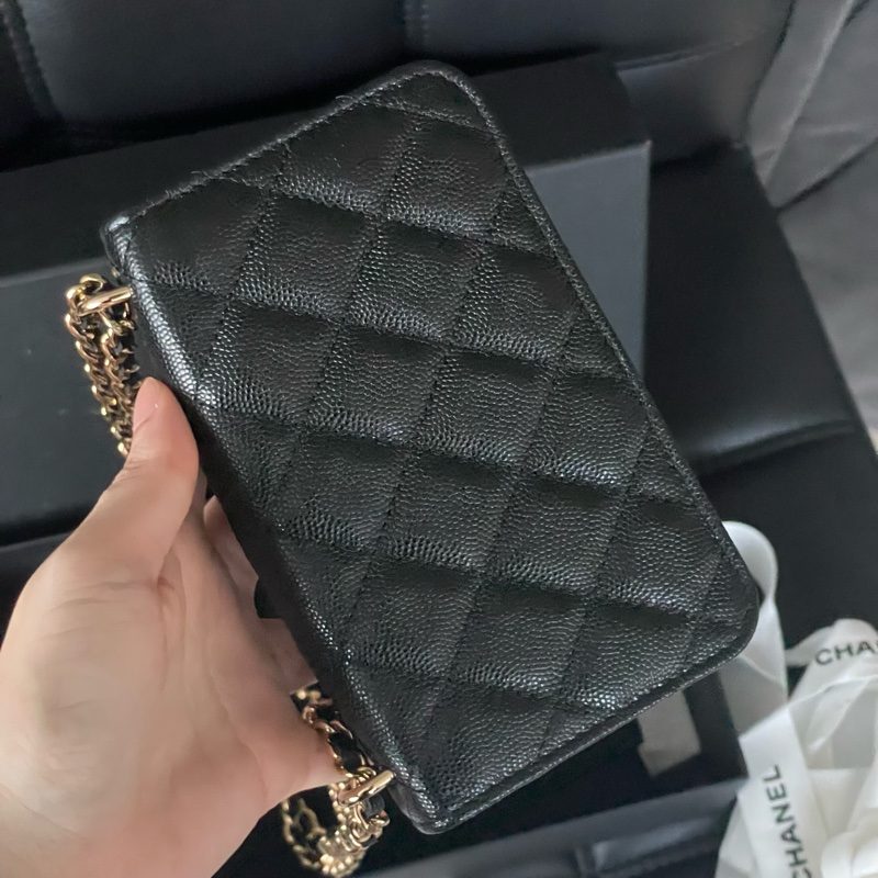 全新帶膜 大全配🈶️購證❤️ chanel #黑金 #荔枝皮 #woc #相機包-10