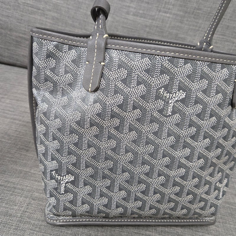Goyard Anjou mini tote 牛皮雙面迷你 托特子母包 購物包 經典灰-8