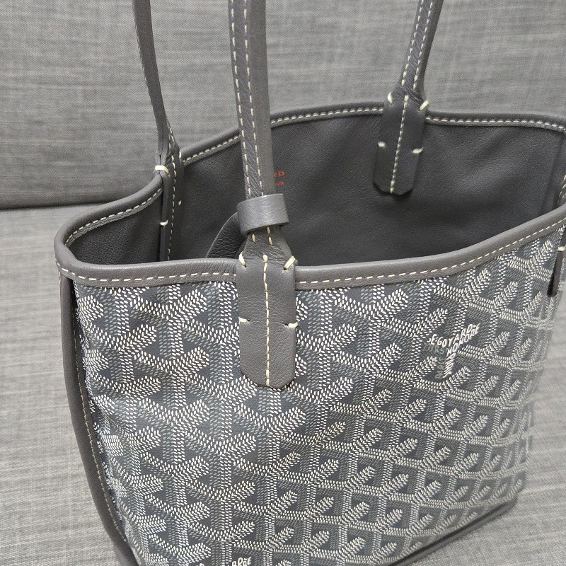 Goyard Anjou mini tote 牛皮雙面迷你 托特子母包 購物包 經典灰-10