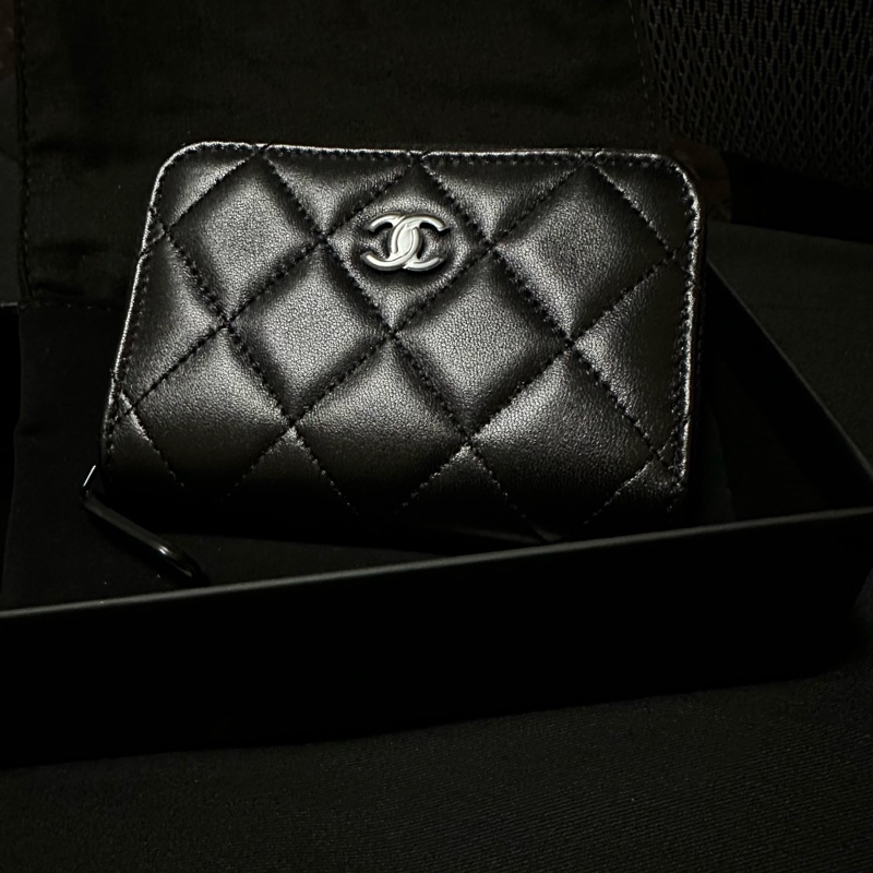 全新 Chanel So Black  ㄇ字鍊羊皮零錢包-0