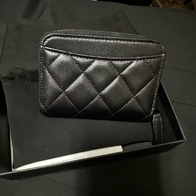 全新 Chanel So Black  ㄇ字鍊羊皮零錢包-1