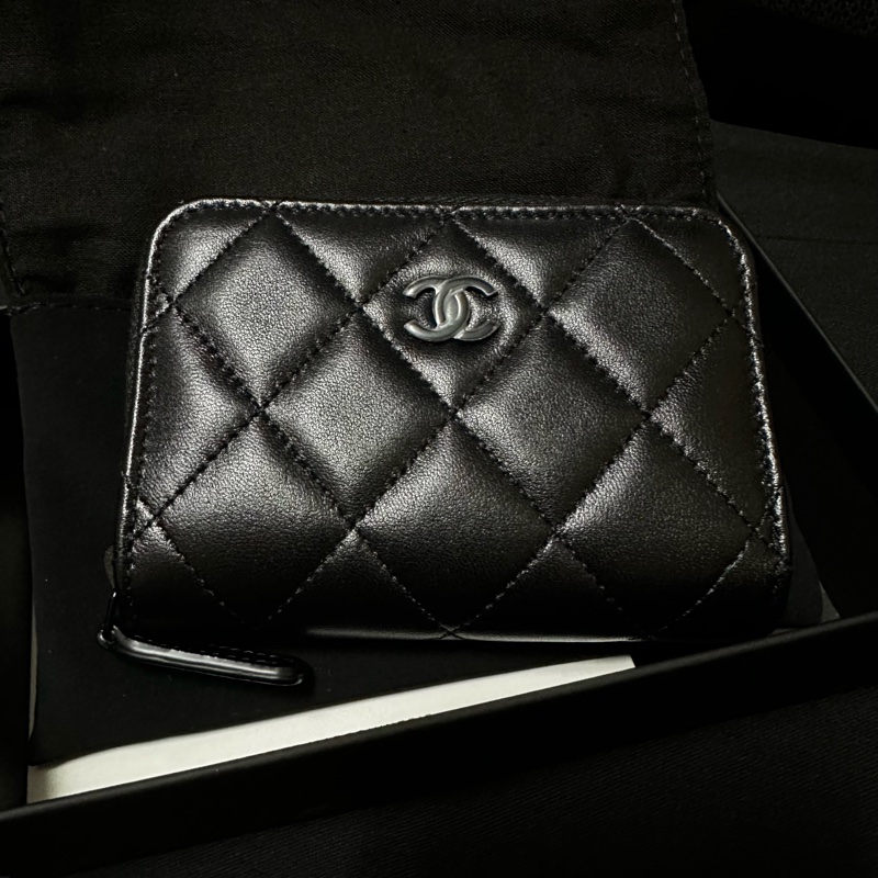 全新 Chanel So Black  ㄇ字鍊羊皮零錢包-3